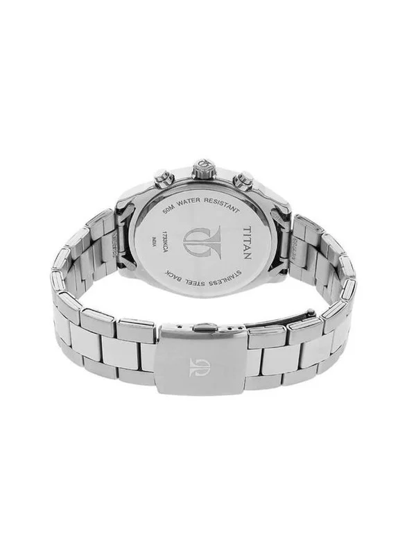 تيتان ساعة تايتن رجالي ميتروبوليتان لوكس مينا رمادي داكن بسوار ستانلس ستيل بلونين